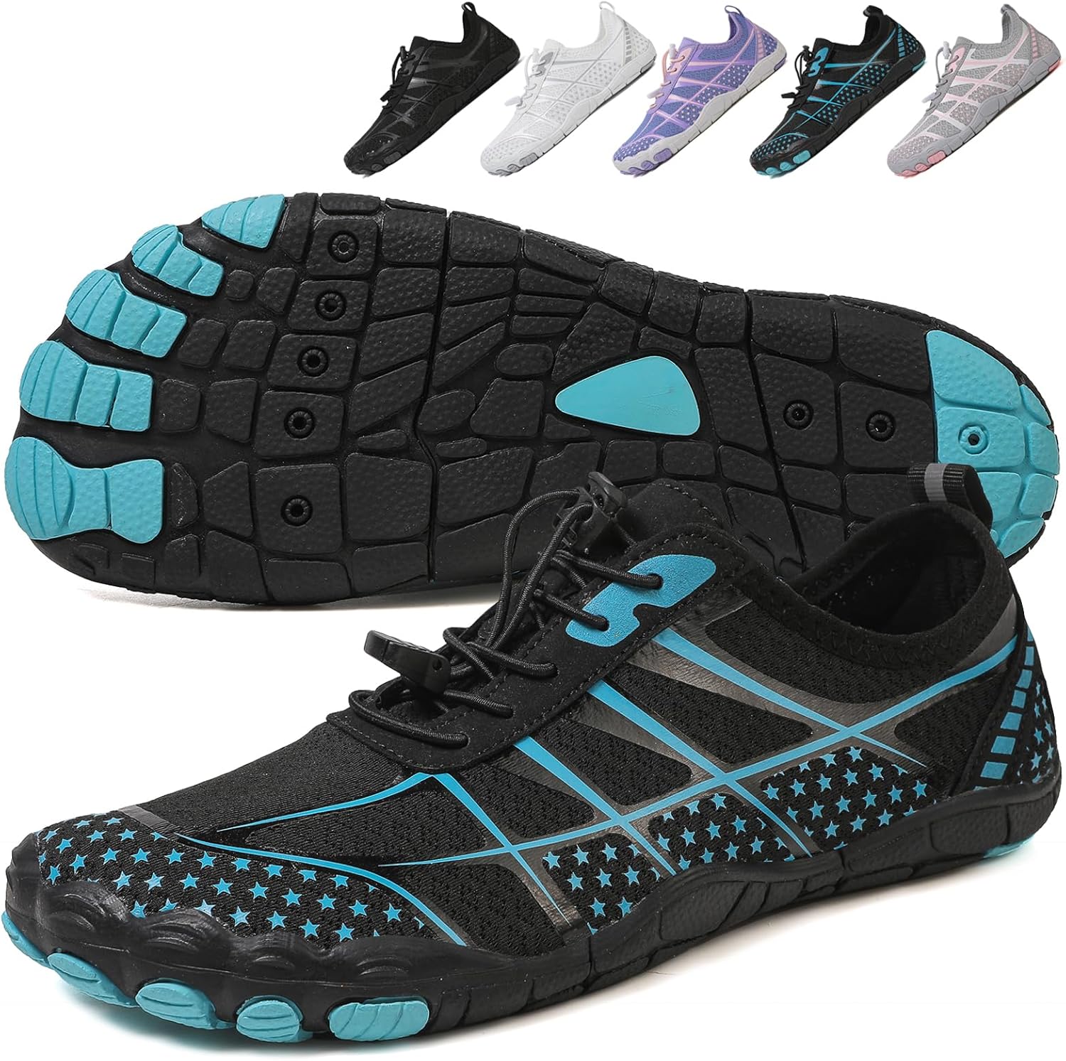 

Ботинки для походов для женщин и мужчин, унисекс водонепроницаемые босоножки, дышащие, противоскользящие походные туфли для занятий спортом, с широкой носочной частью, для походов, прогулок, бега, йоги и водных видов спорта Xianfengniao, черный/...