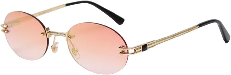 

Маленькие овальные солнцезащитные очки с зеркальными линзами для мужчин, защита от УФ-излучения UV400, ретро, ​​без оправы, круглые солнцезащитные очки, винтажные, женские, весна-лето VFDHN, Gold Mirror Lens