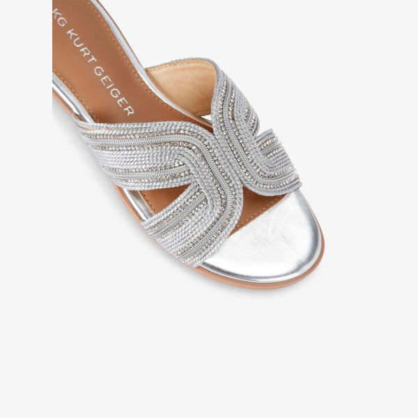Мюли Pose Kg Kurt Geiger с кристаллами и жемчугом плетеные, серебряный — фото 3