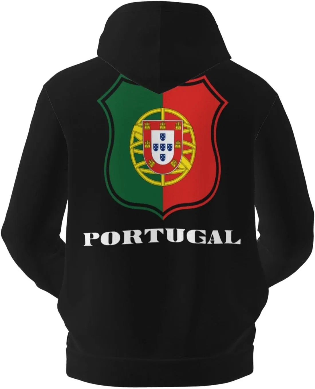 Мужская флисовая толстовка с капюшоном и карманом Portugal Portuguese Vintage Emblem Generic, черный — фото 3
