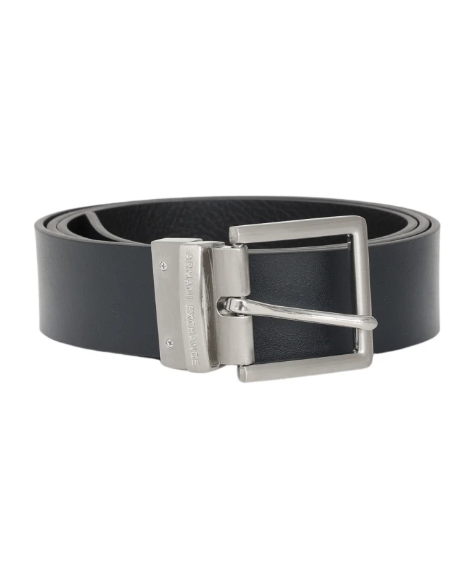 

Двусторонний кожаный ремень с металлической пряжкой. Armani Exchange, черный