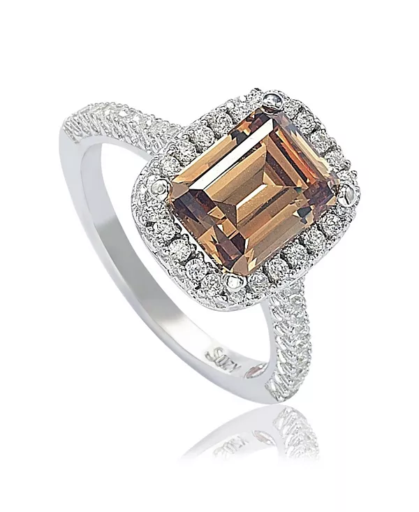 

Помолвочное кольцо Suzy Levian из стерлингового серебра с изумрудной огранкой и кубическим цирконием Suzy Levian New York, brown