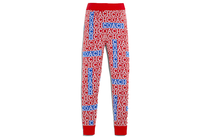 

COACH Вязаные спортивные штаны женские красные
