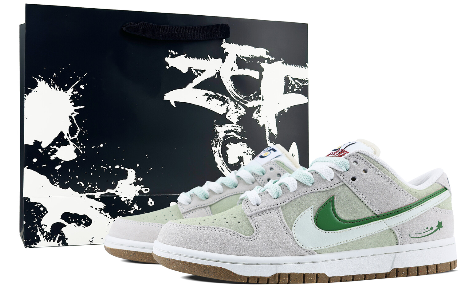 

Кроссовки Nike Dunk Skateboarding Shoes Women's Low-top Green/grey/white, серый/зеленый/белый