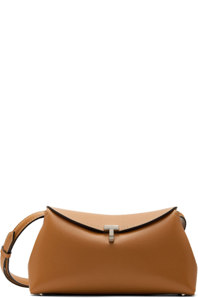 

Клатч из зернистой кожи Tan T-Lock TOTEME