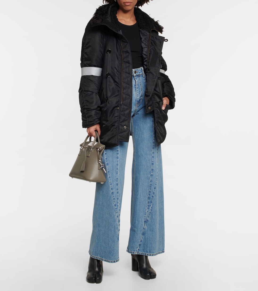 Куртка-пуховик из искусственного меха MM6 Maison Margiela, черный — фото 2