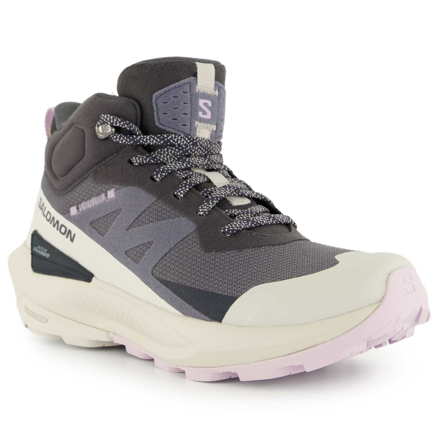 Ботинки женские Salomon Women's Elixir Active Mid GTX для туризма, серый/белый — фото 2