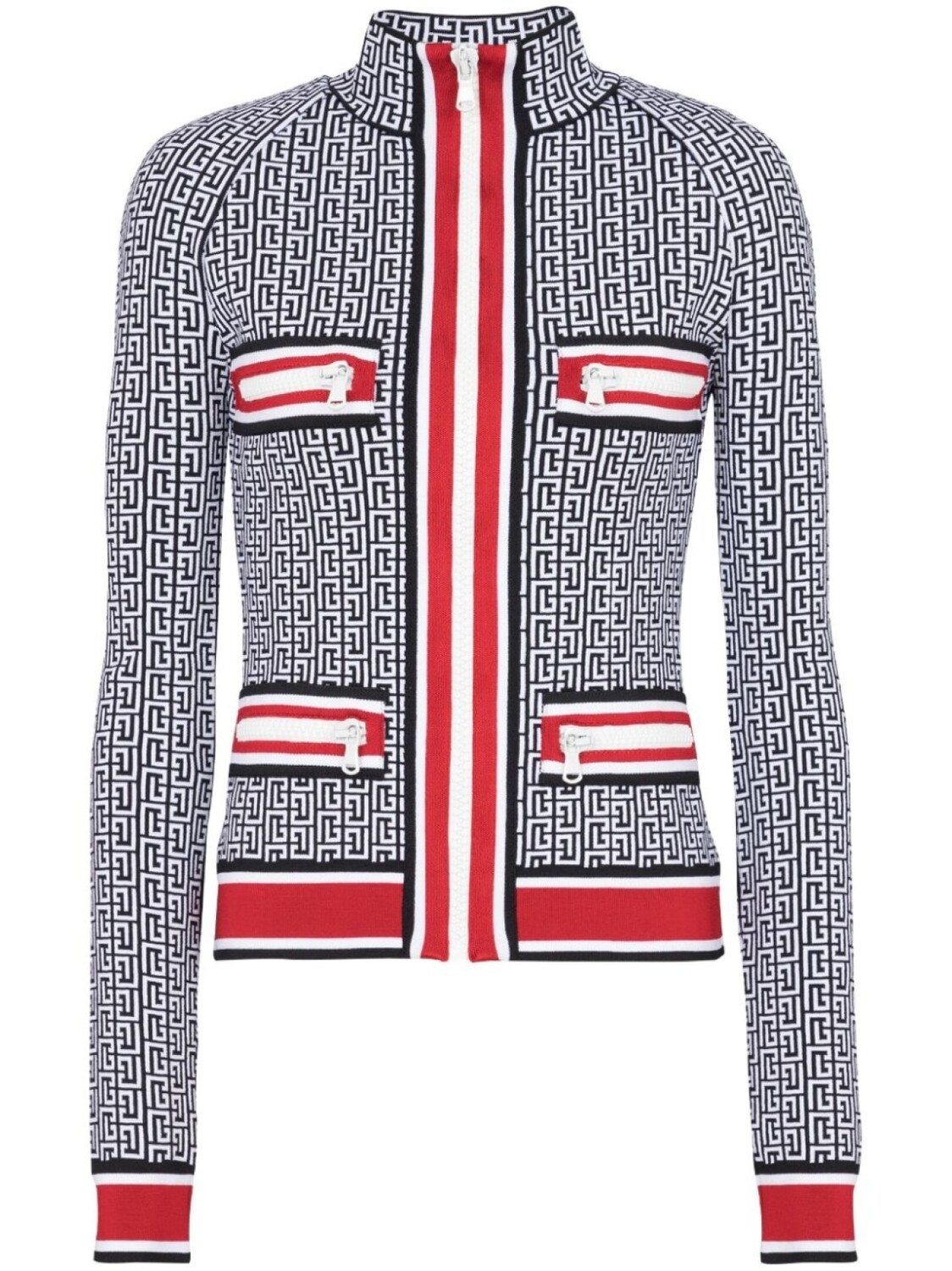 

Balmain кардиган на молнии с монограммой, черный