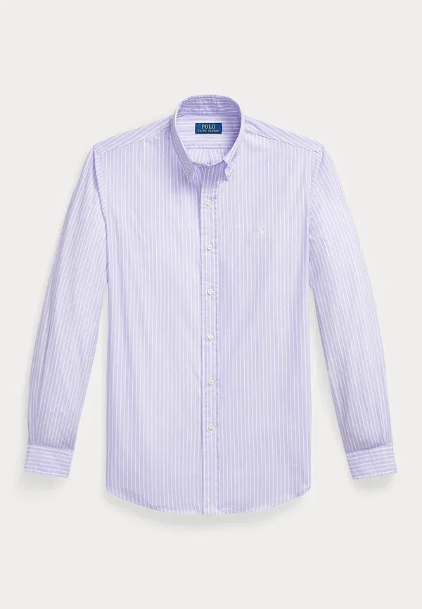 Рубашка Polo Ralph Lauren Custom Fit Striped Broadcloth Shirt, пудрово-фиолетовый белый — фото 4