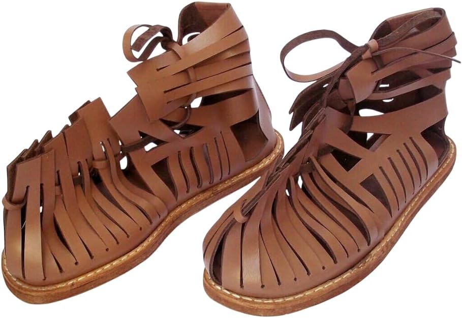 

Римские кожаные сандалии Caligae коричневого цвета, сандалии в стиле Ренессанс, гладиаторские сандалии для мужчин и взрослых Luthera Armor