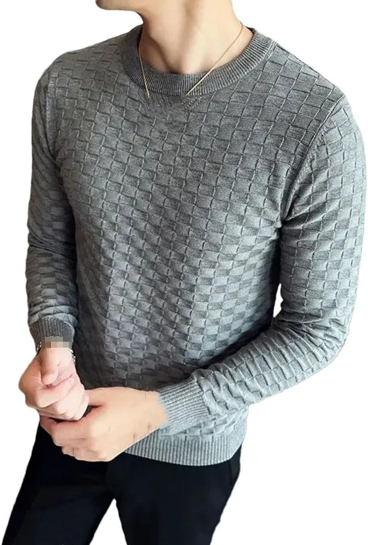 

Осенне-зимский свитер O-Neck Stretch мужской Slim Fit с длинным рукавом