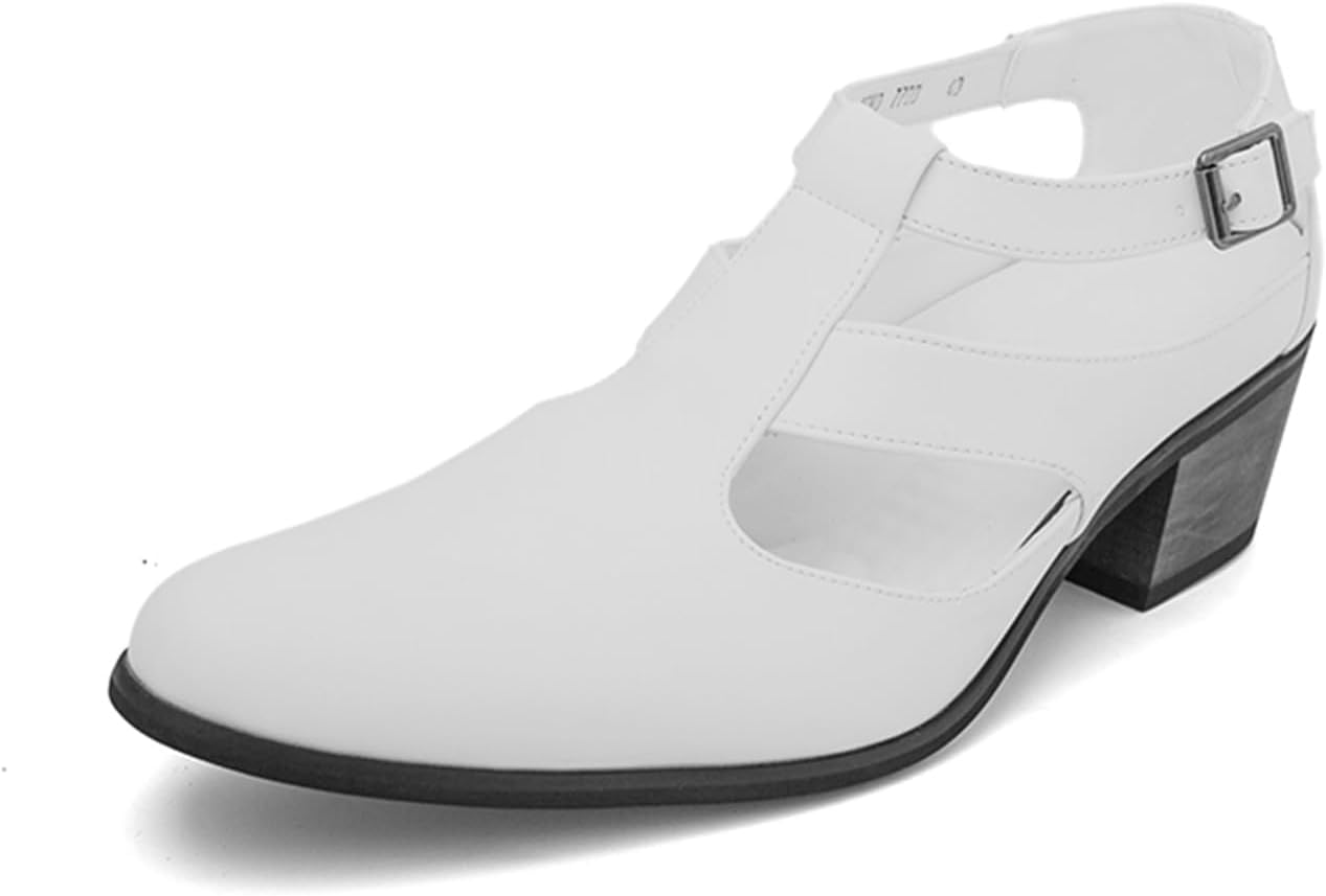 

Мужские кожаные лоферы с вырезами, на грубой подошве, с пряжками, повседневные, с заостренным носком, нескользящие, сандалии, оксфорды для бизнеса, формальных мероприятий, свадьбы, вечеринок и работы в офисе Tixewsjh, белый