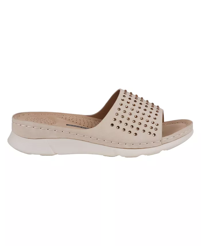 Женские украшенные удобные плоские сандалии Julie GC Shoes, золотой — фото 2