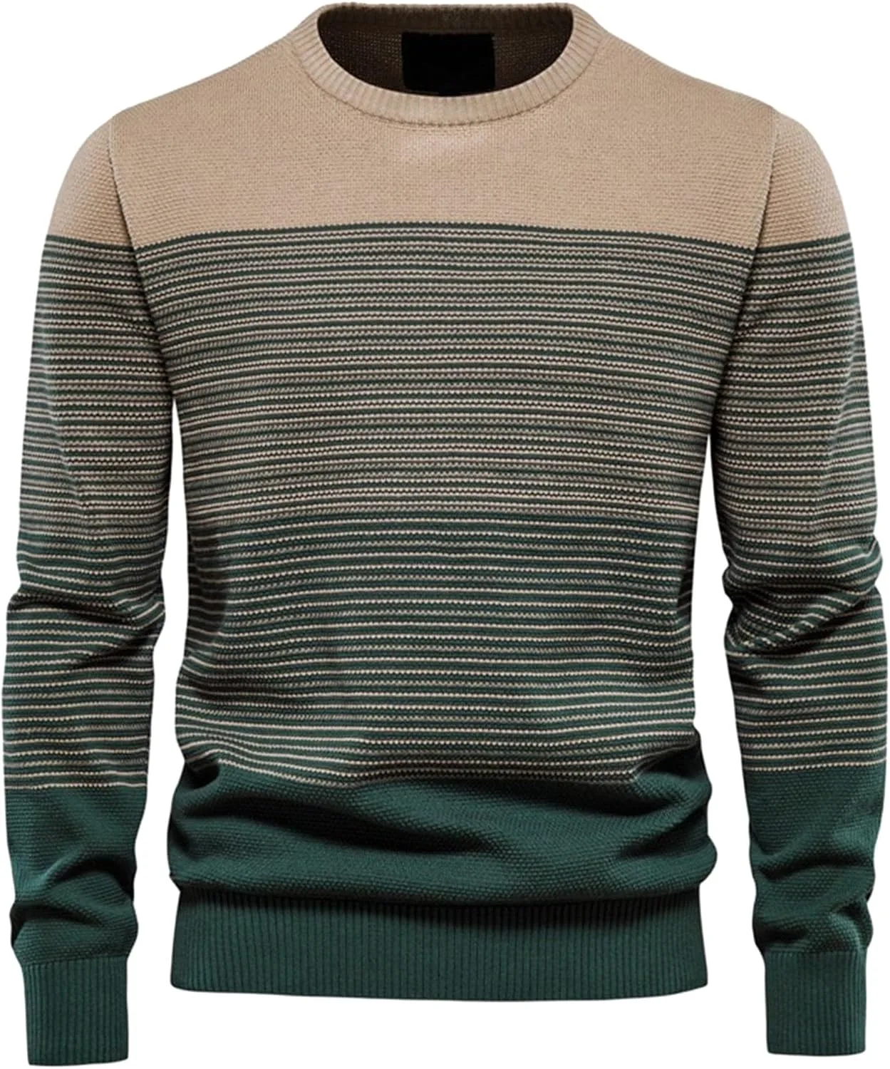 

Мужской свитер с круглым вырезом, вязаный, в полоску, с длинными рукавами и резинкой по краю Maiyifu-GJ