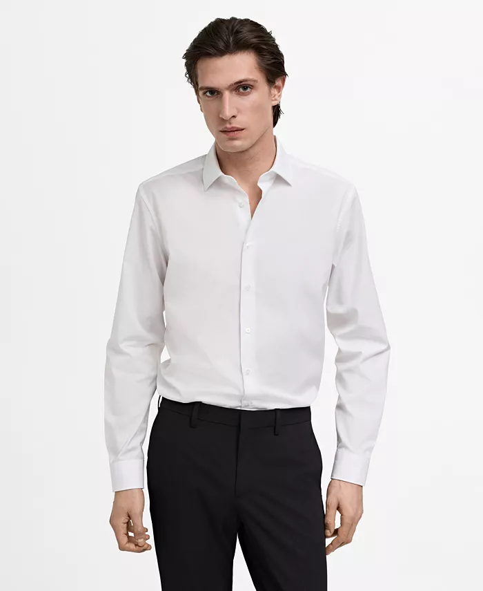 

Мужская классическая рубашка из хлопкового поплина Slim-Fit MANGO, белый
