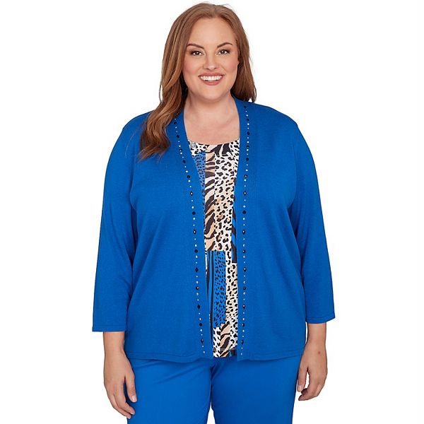 

Свитер с вертикальным анималистичным принтом для plus size Alfred Dunner