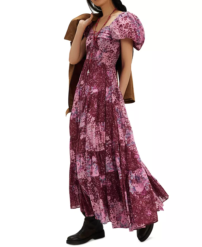 

Женское цветочное платье макси Sundrenched Free People, розовый