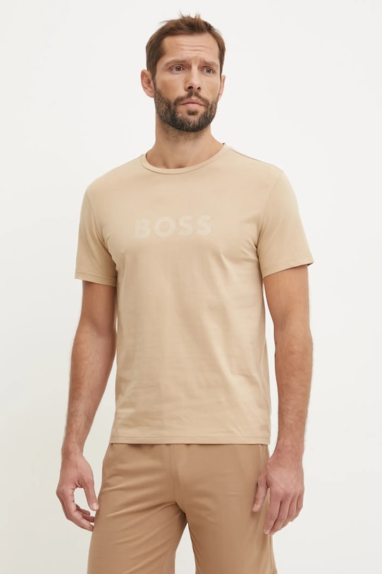 

Хлопковая футболка Boss, бежевый