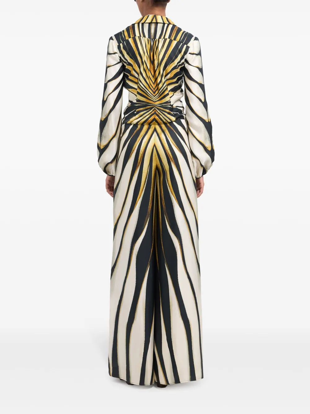 Шелковый комбинезон с принтом Ray of Gold Roberto Cavalli, нейтральный — фото 4