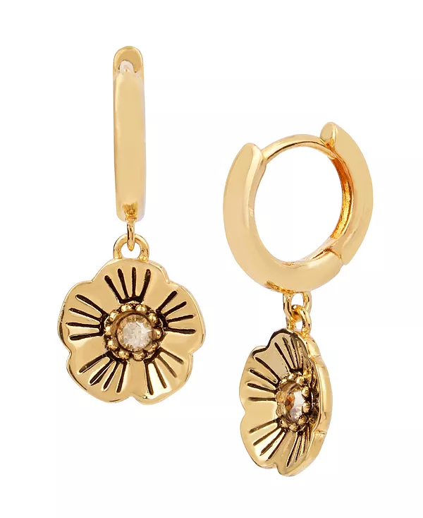 

Серьги-Хаги с чайной розой Coach, gold