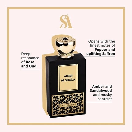 Wiss Arabian Areej Al Sheila Eau De Parfum 100 мл женский аромат цветочный, древесный, шафранный, Swissarabian — фото 2