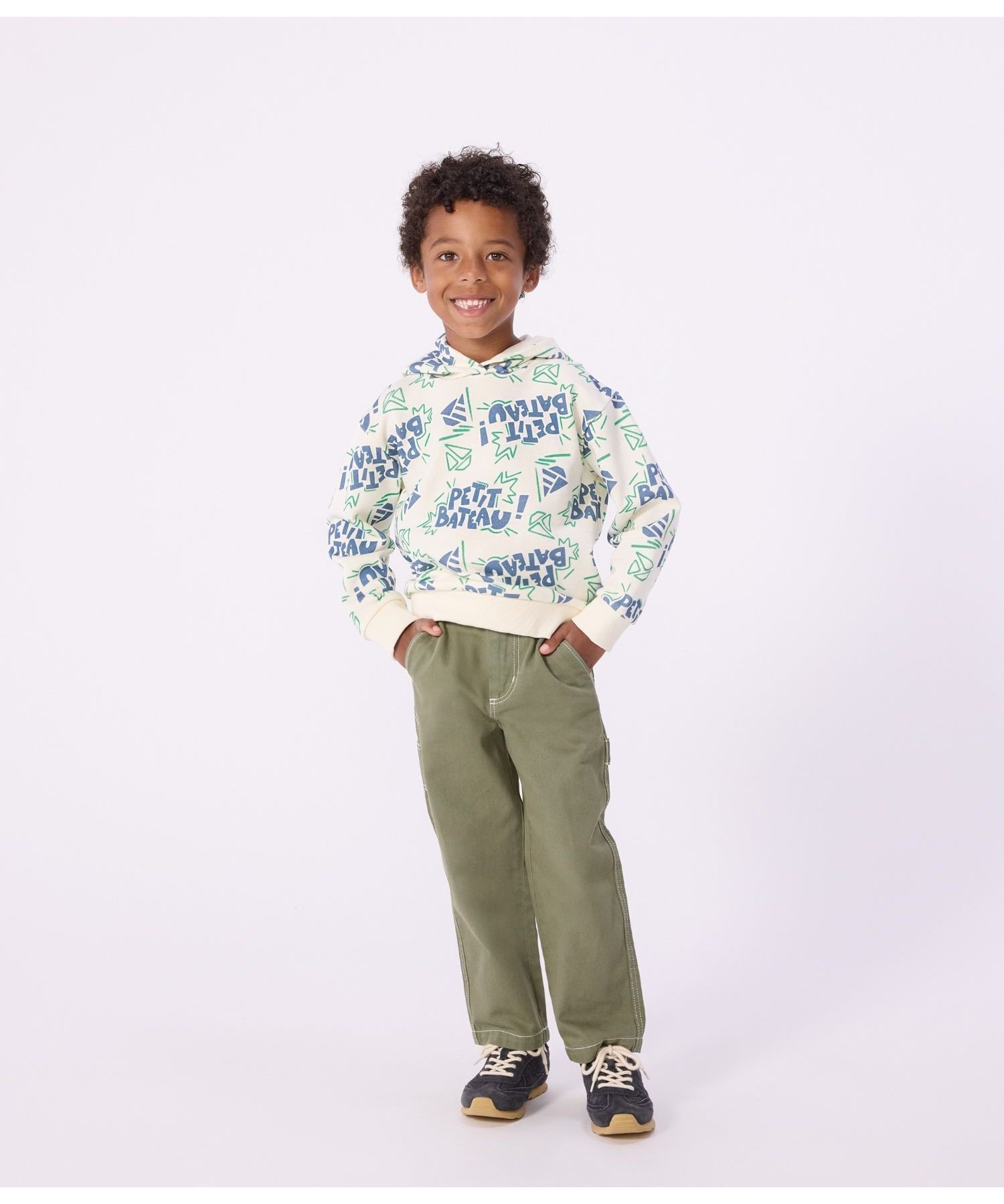 Толстовка с капюшоном PETIT BATEAU, Off-white/multicolor