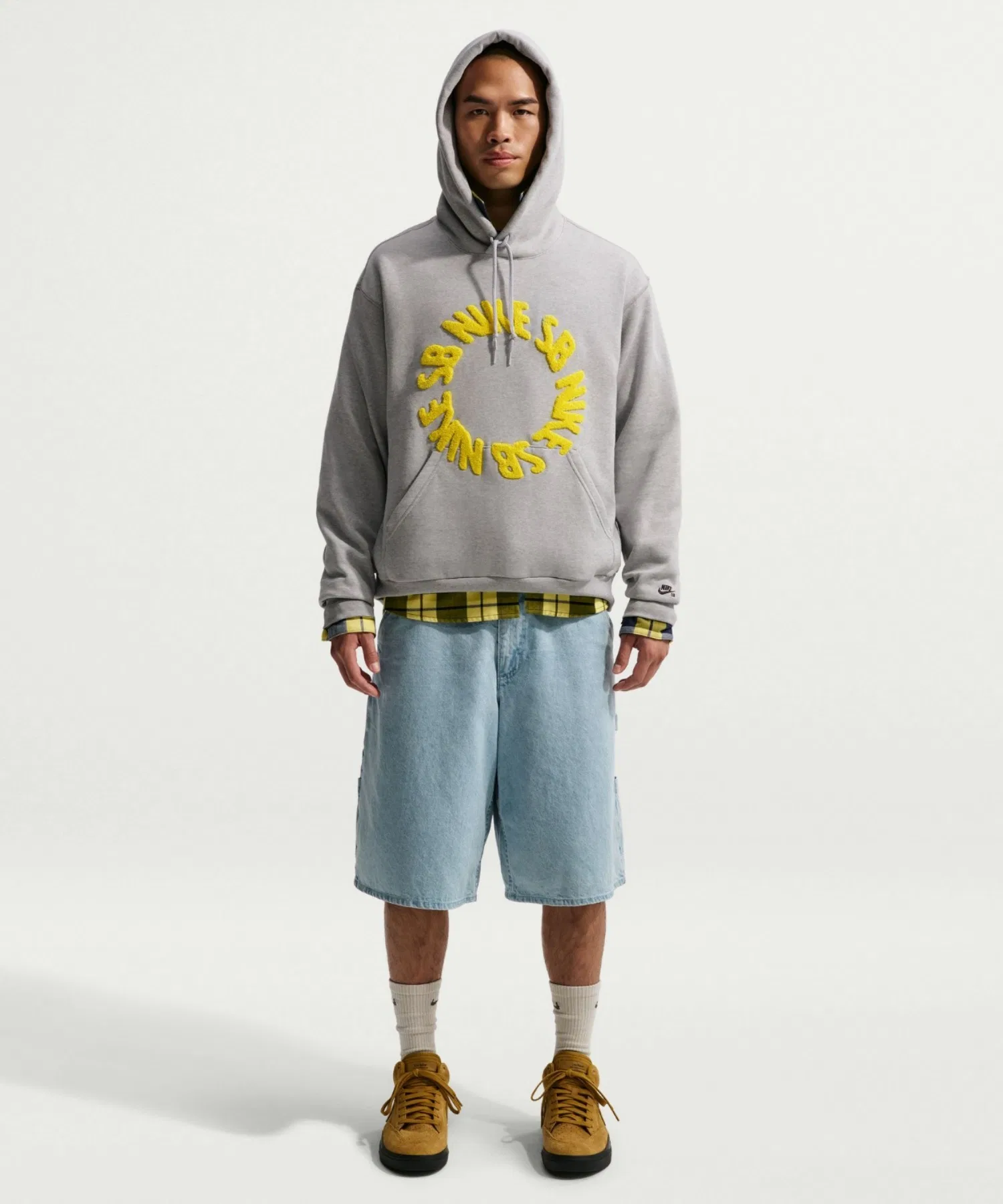 Толстовка Nike SB Fleece Pullover Skate Hoodie IF0656-012 Wolf Grey — фото 4