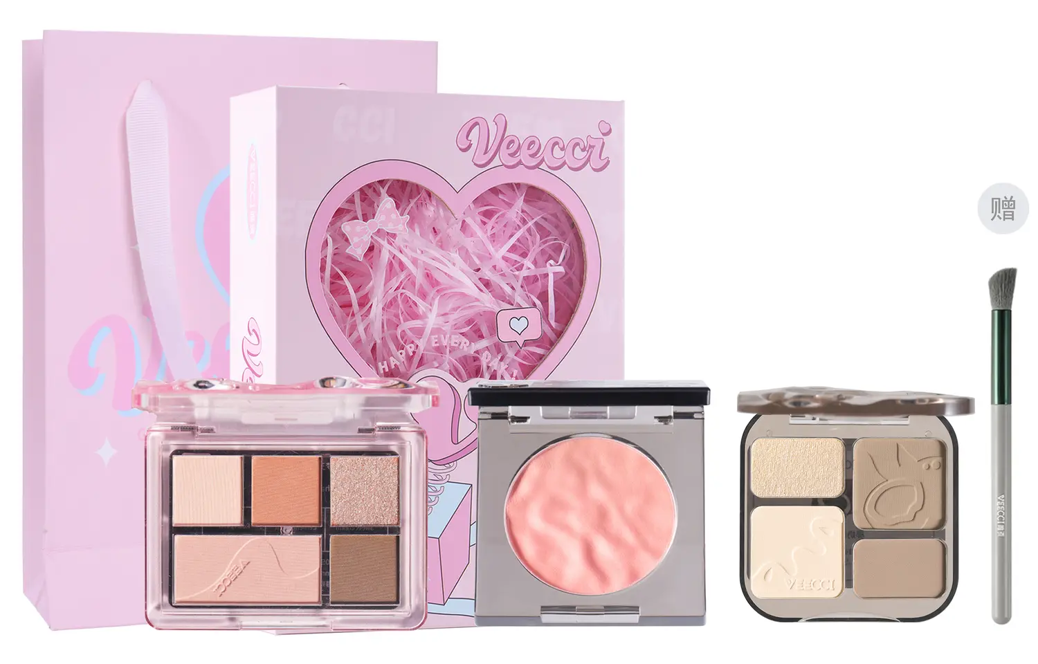 

Палетка теней для век румяна хайлайтер палетка для контуринга набор косметики легко растушевывается натуральное сияние тканевый набор из 3 штук VEECCI