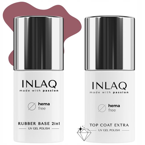 

Набор: гибридная каучуковая база, 6 мл + гибридный глянцевый топ, 6 мл Inlaq