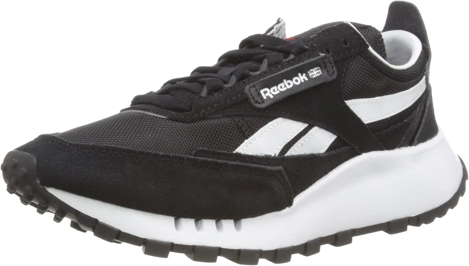 Женские классические кожаные кроссовки Reebok, Core Black Cold Grey 7 Vector Red