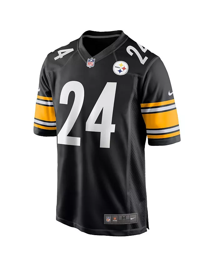 Мужская игровая футболка Joey Porter Jr. черная Pittsburgh Steelers, выбор драфта НФЛ 2023 Nike — фото 2