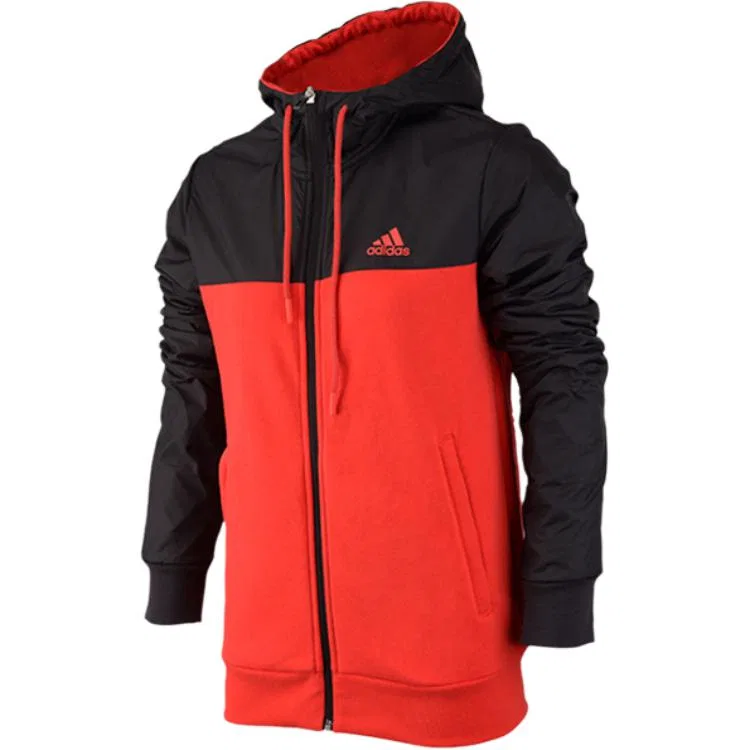 Куртка Adidas мужская с капюшоном ярко-красная/черная