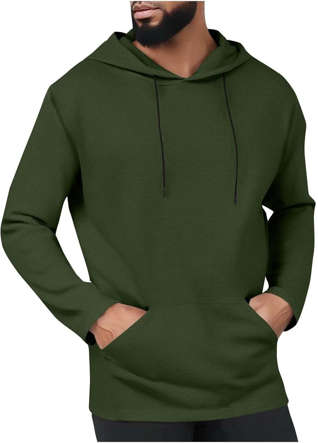 Мужская худи с капюшоном, легкая, с карманом, Army Green