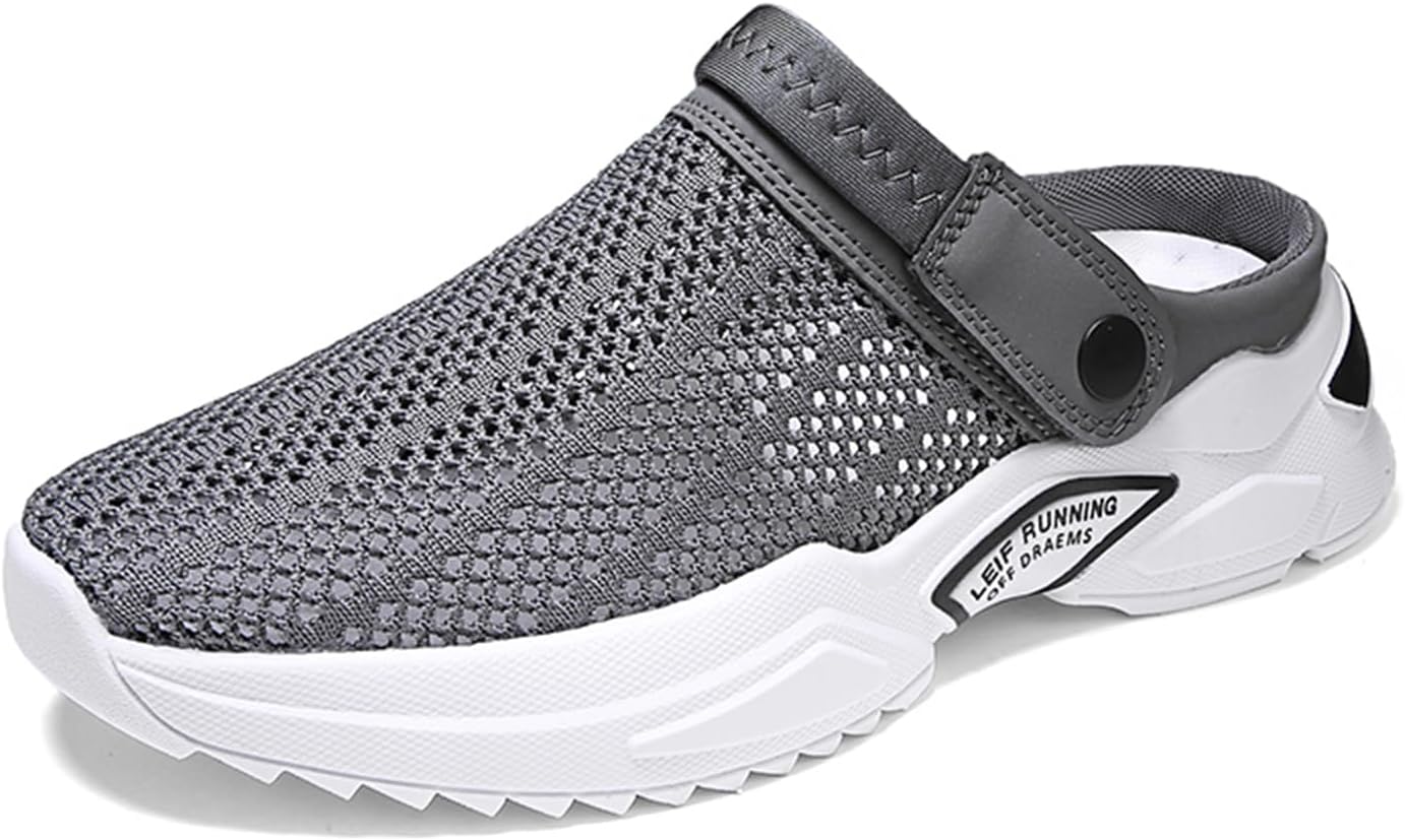 

Мужские летние сандалии GSIGUL с вырезами, дышащей сеткой, без застежки, для прогулок и пляжа, серый