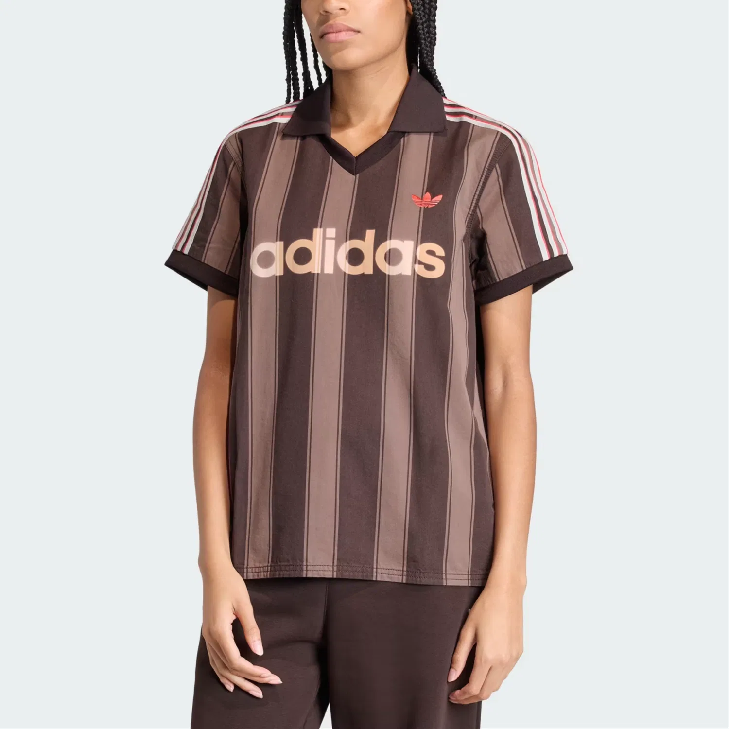 Женское поло Adidas Originals кофейный — фото 3