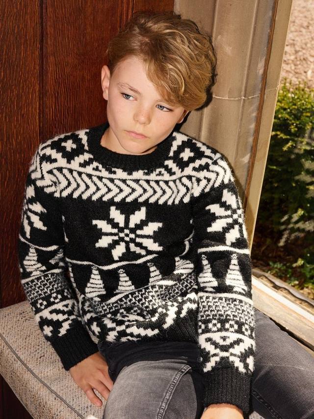

Детский двухцветный праздничный джемпер Fair Isle The Little Tailor, Black/Cream