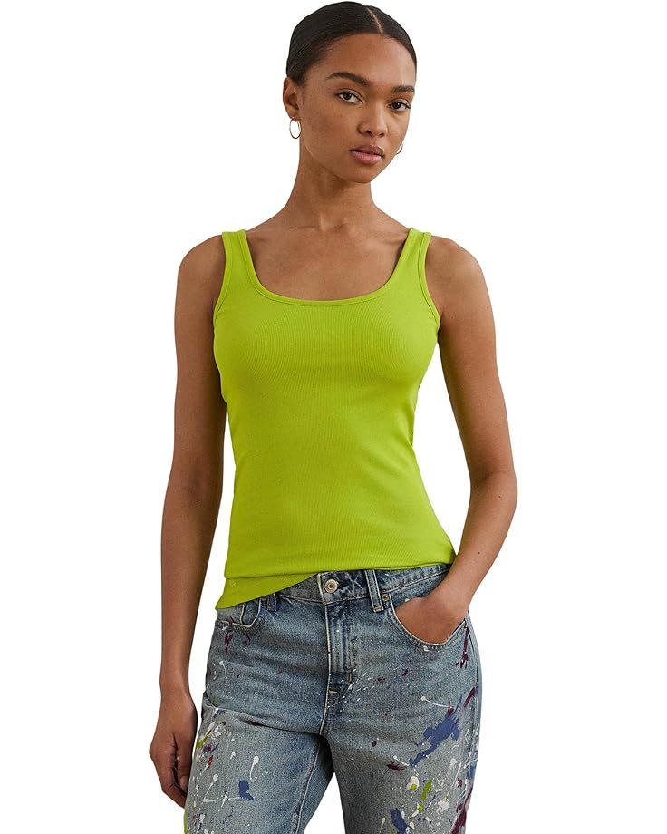 

Топ Lauren Ralph Lauren Stretch Cotton Tank Top, цвет Lime Chartreuse