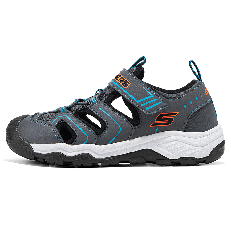 

Skechers Kids Детские сандалии без шнуровки с противоскользящей подошвой, износостойкие, дышащие, быстросохнущие, цвет charcoal/black, для подростков