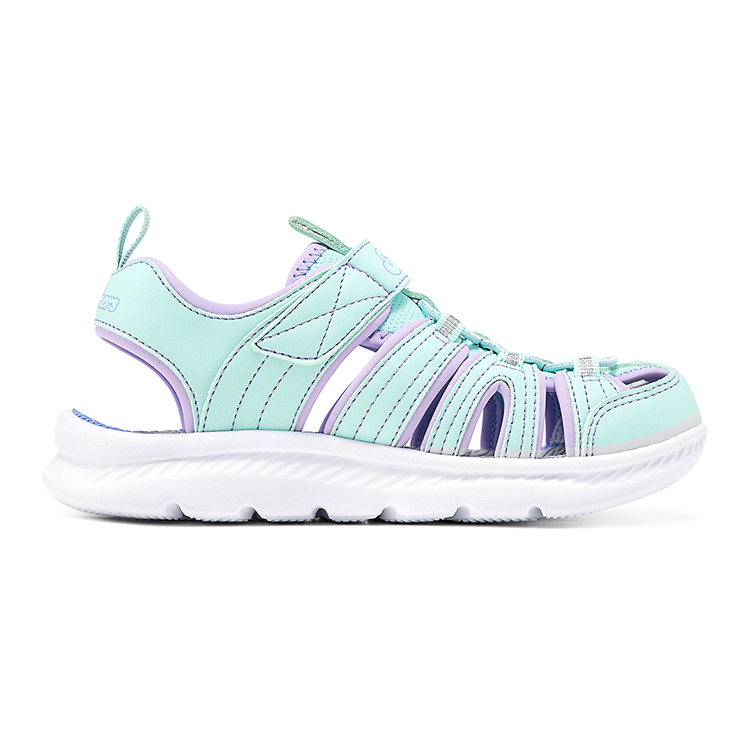 Skechers Kids Сандалии детские, износостойкие, дышащие, нескользящие, низкие, фиолетово-мятно-зеленые — фото 2