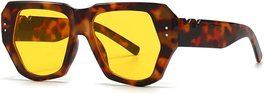 

Ретро-солнцезащитные очки «кошачий глаз» в стиле «многоугольник», женские, с градиентным переходом цвета, защита от УФ-излучения UV400, мужские, с заклепками VVTWSSW, Leopard Yellow
