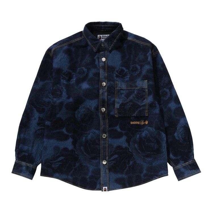 

Рубашка BAPE Floral Camo Jacquard 13Oz Denim Long-Sleeve Shirt, Navy