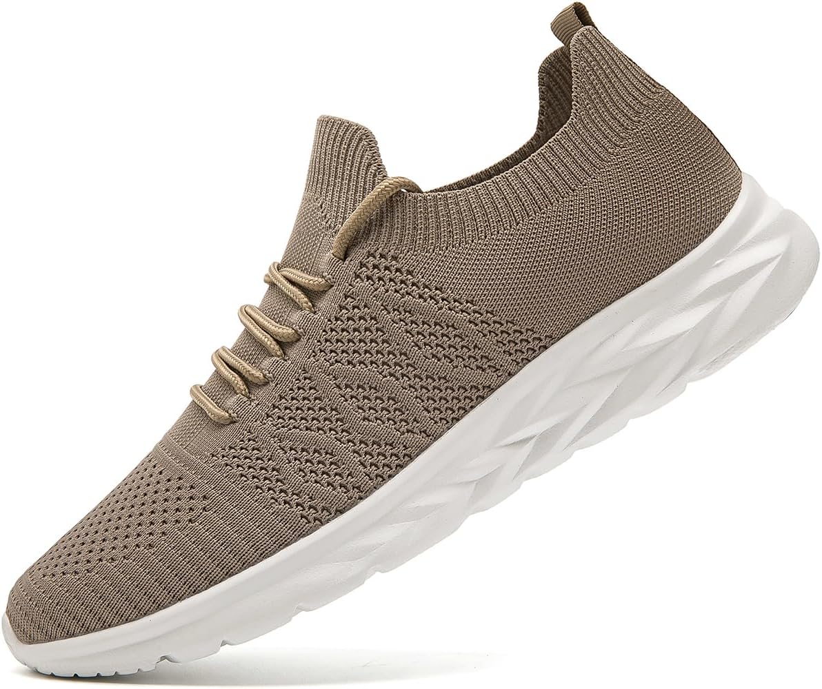 

Мужские кроссовки для бега, легкие спортивные слипоны для тренажерного зала и тенниса, противоскользящие, дышащие, удобные, повседневные модные сетчатые обувь Xkowuo, Brown6613