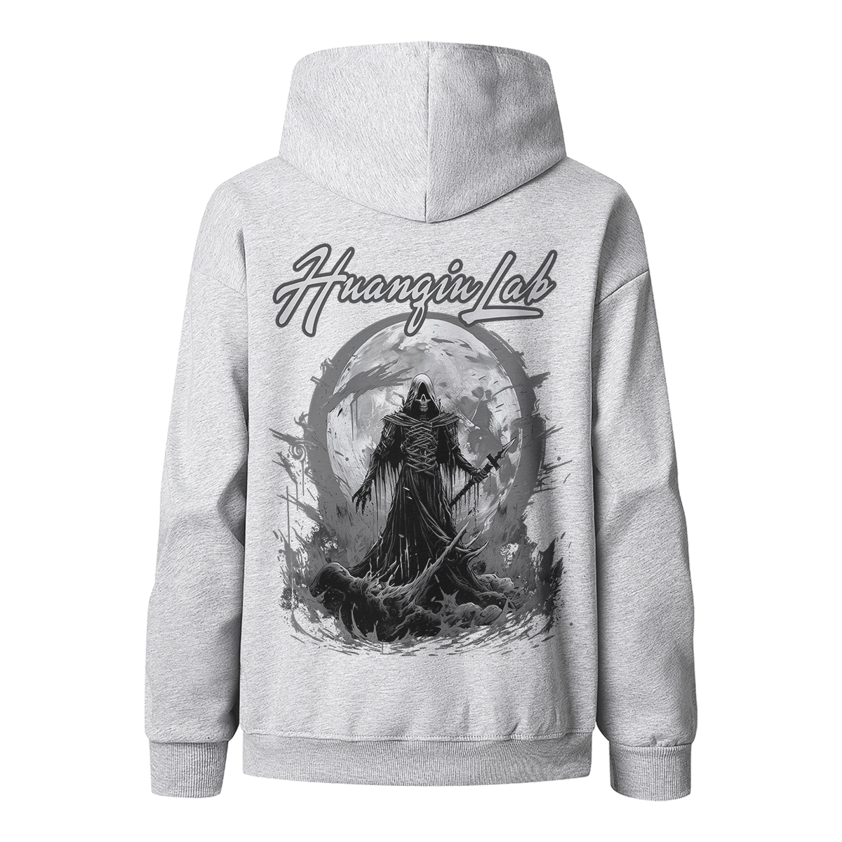 

Толстовка Unisex Hooded Moderate Heavyweight HUANQIU, белый heather серый