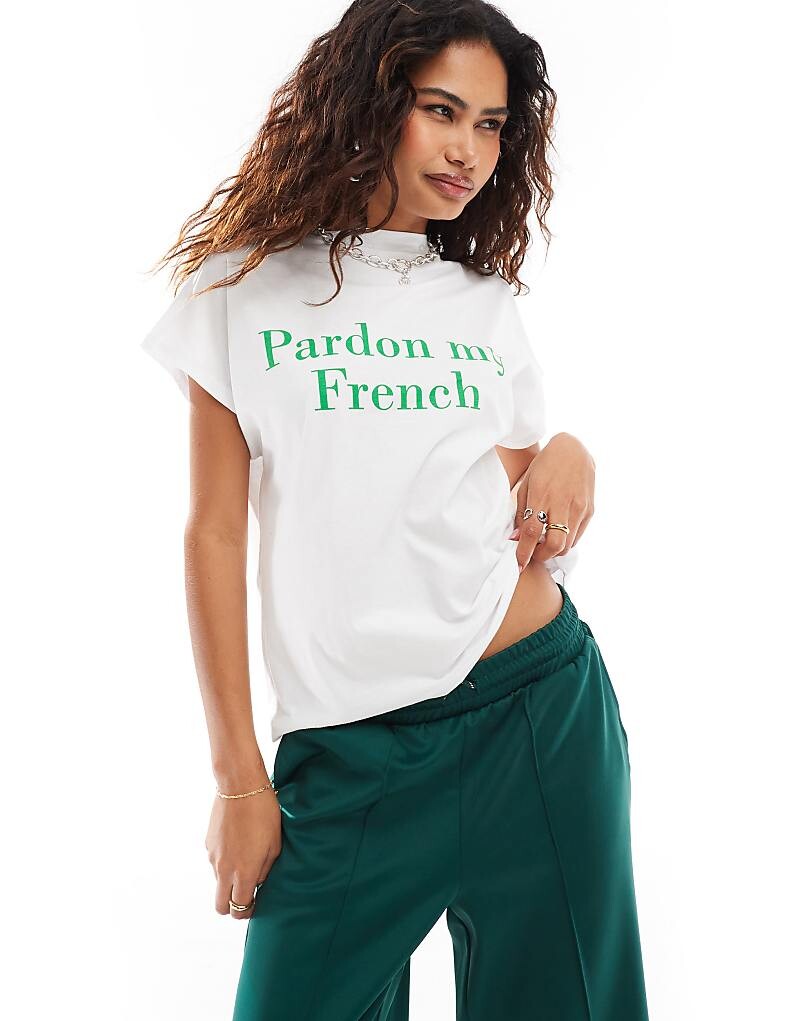 

Шумный май – футболка в цвете Weiß с надписью «Pardon my French»-Grafik