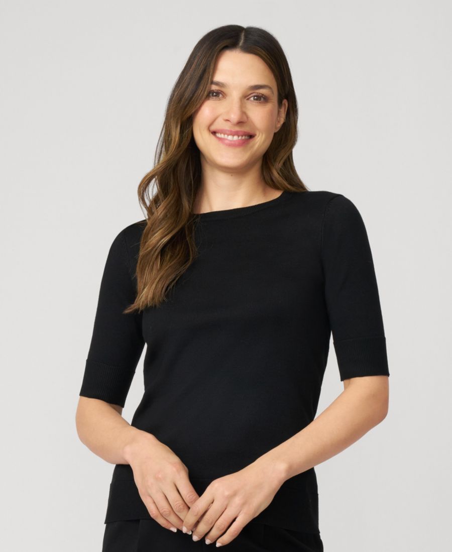 

Женский свитер с рукавами до локтя и круглым вырезом Cable & Gauge, Jet black