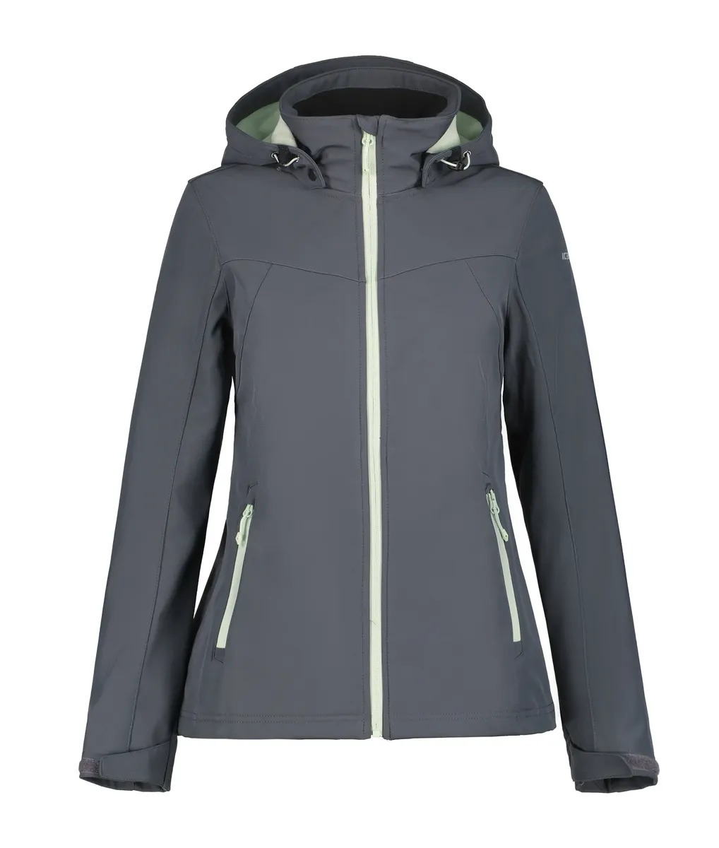 

Куртка из софтшелла Icepeak "D SOFTSHELL JACKE BRENHAM", с капюшоном и высоким воротником-стойкой, цвет Granite