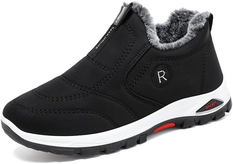 

Зимние ботинки Qacksv для мужчин, снежные ботинки с теплой флисовой подкладкой, водонепроницаемые ботинки до щиколотки, нескользящая толстая подошва, обувь для работы на улице и пеших прогулок в холодную погоду, черный