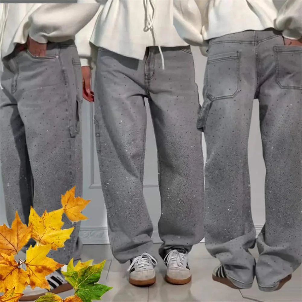 Джинсы High Waisted с пайетками для женщин, широкие прямые — фото 3