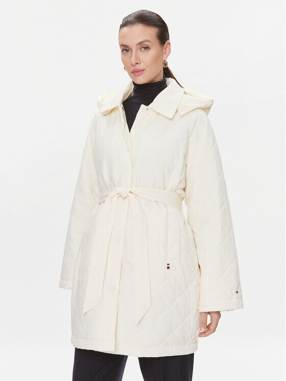 

Переходное пальто бежевого цвета свободного кроя Tommy Hilfiger, экрю