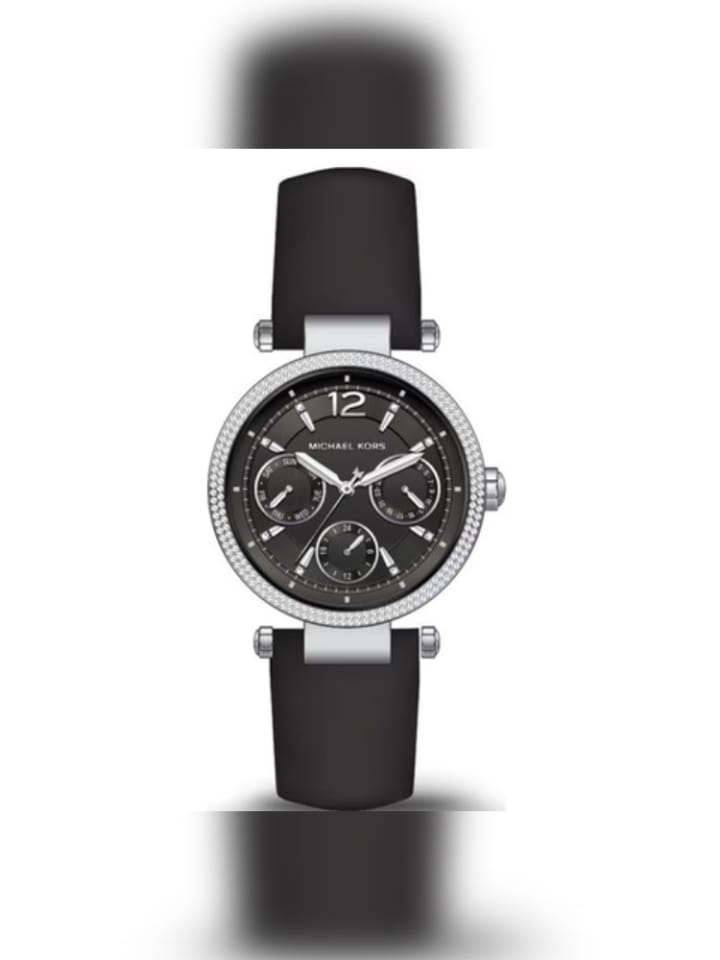 

Michael Kors Женские часы черного цвета, с кожаным ремешком, модель: MK2266 Laminated Black Leather Lady